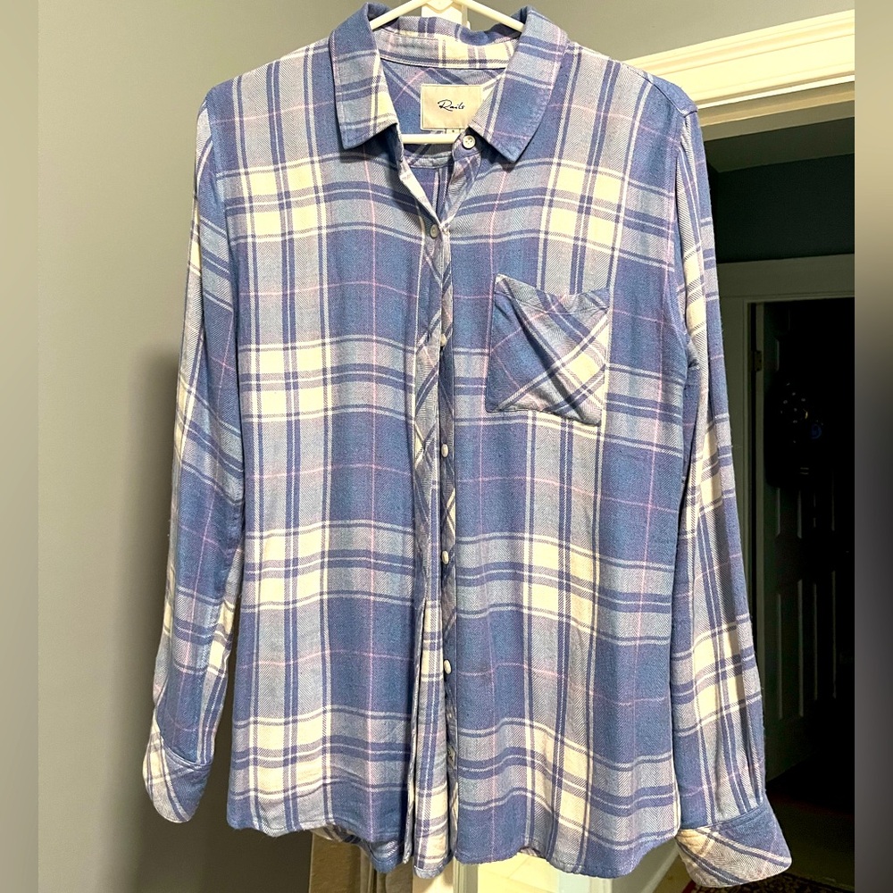 Rails Hunter Plaid Long Sleeve Button Down Shirt in Sky/White/Candy